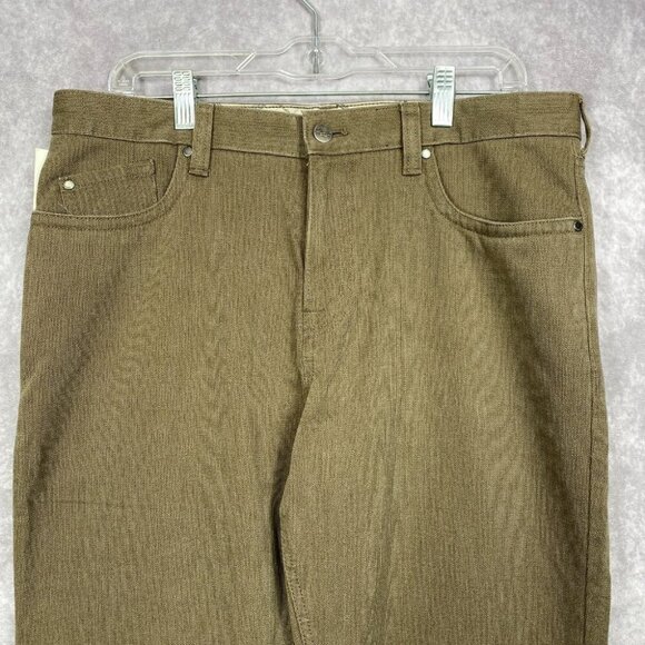 Kenneth Cole Mens Bedford Corduroy Straight Flat Front Pants Olive 34x30 NWT - Picture 1 of 10